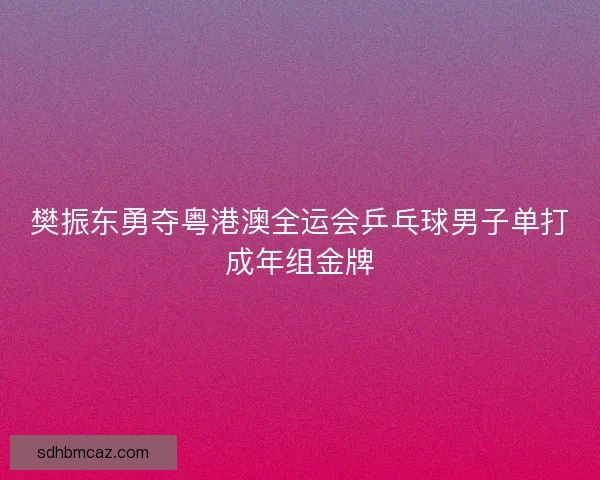樊振东勇夺粤港澳全运会乒乓球男子单打成年组金牌