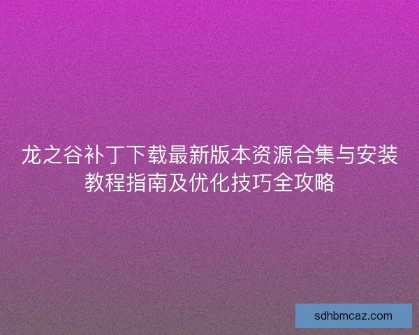 龙之谷补丁下载最新版本资源合集与安装教程指南及优化技巧全攻略